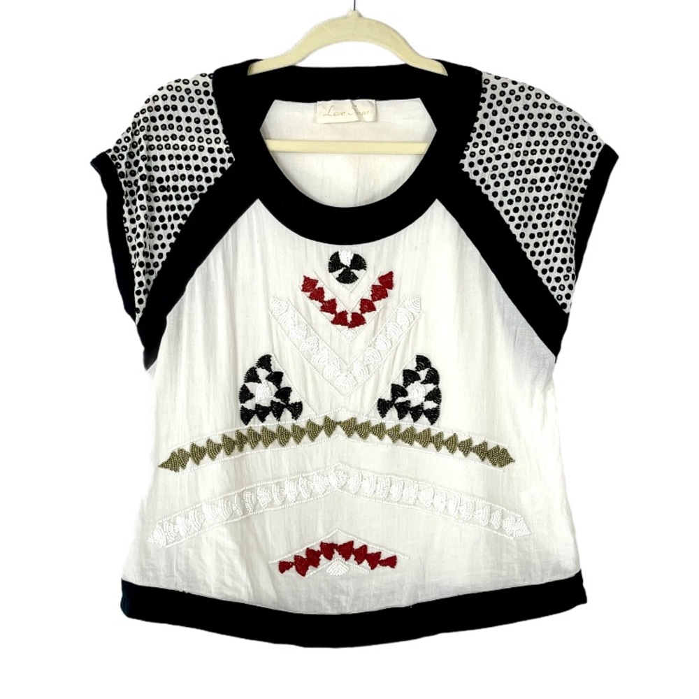🌼Love Sam Anthropologie beaded short sleeveblouse